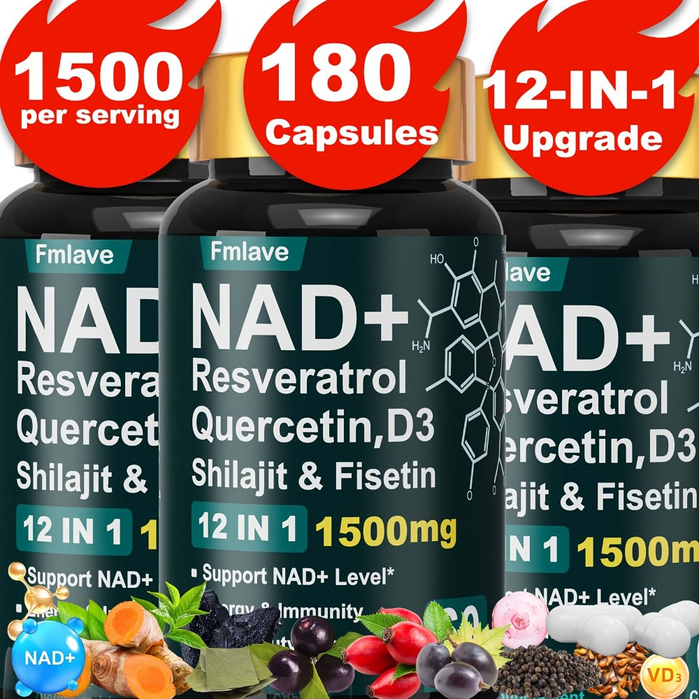 NAD+ Supplement Capsules 1500mg 12-in-1 with Nicotinamide Riboside & Quercetin for Bath Time, Home Spa and Personal Care — im