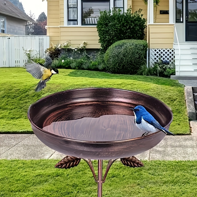 Garden Bird Station Options with 87.99-Inch Four-Hook Pole, Round Feeder or Leaf-Accent Bath — image 7