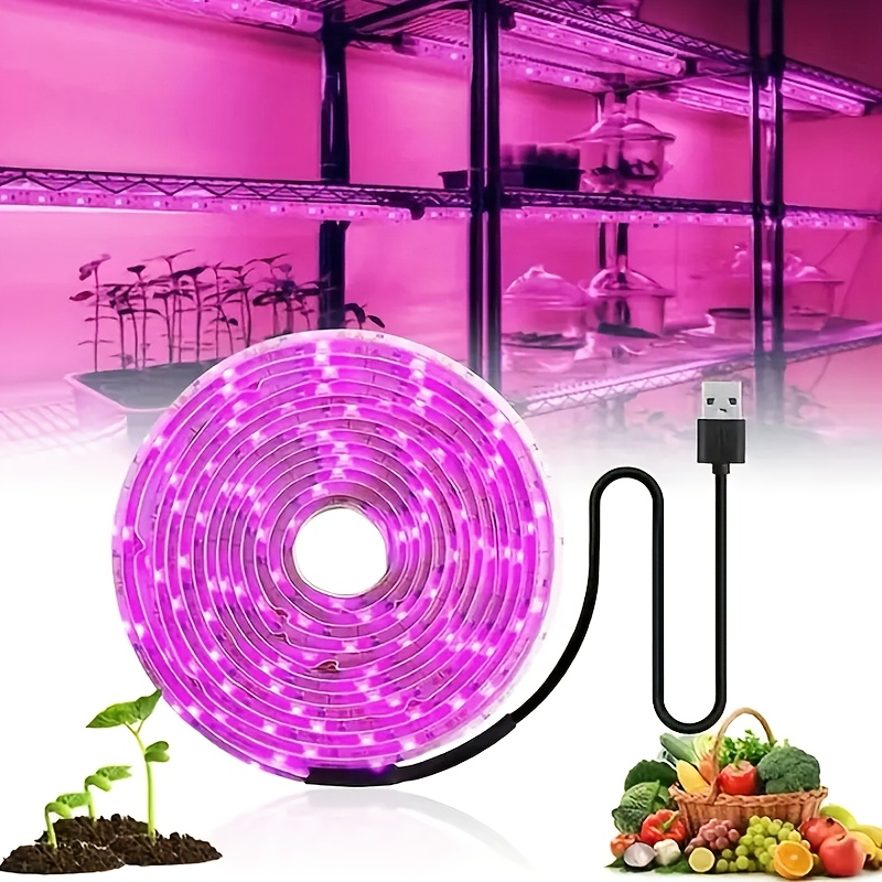LED Grow Light Strip 16.4 FT Full Spectrum – USB 5V Cuttable Plant Light for Under Cabinet, Indoor Plants, Bonsai, Succulents