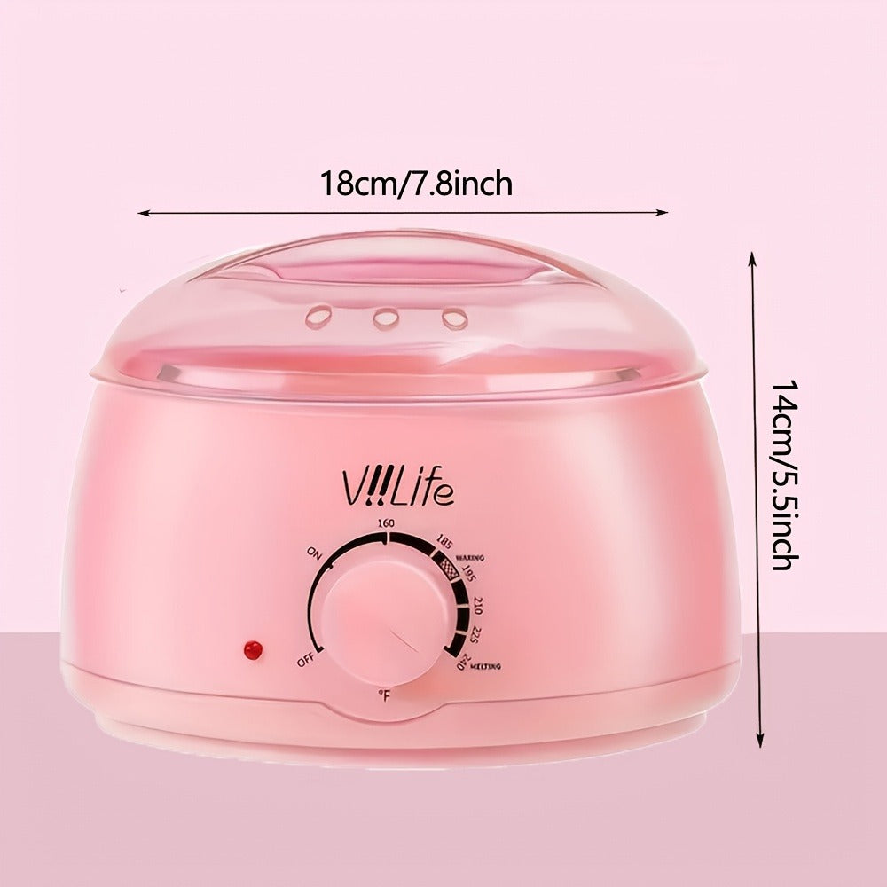 Hard Wax Warmer Kit 43 Piece Complete Home Waxing Set with Pink Hard Wax Beads – No Strip Hair Removal for Face Eyebrow Body 
