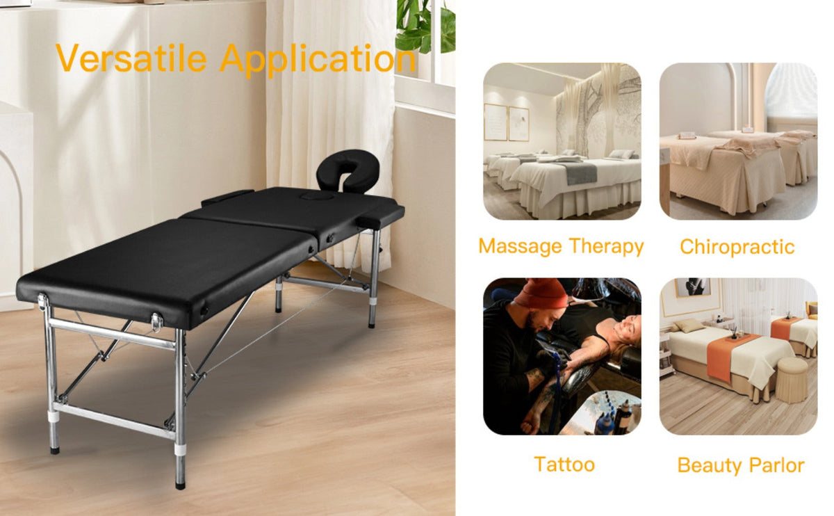 Portable Massage Table Foldable Aluminum Spa Bed, 3-Fold Adjustable Height 24" Wide Padded Treatment Bed — image 14