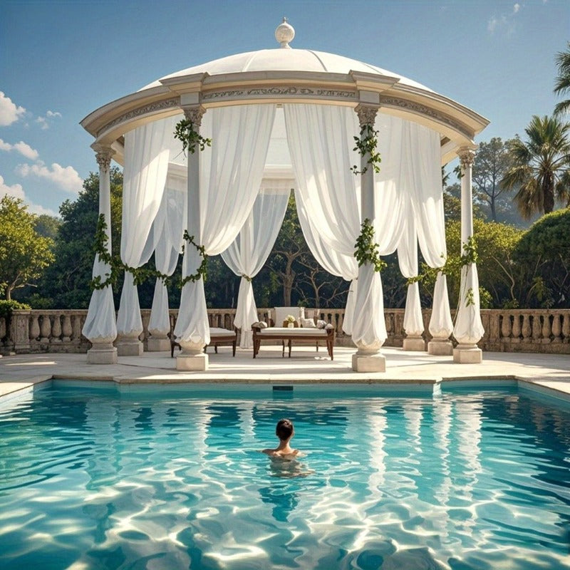 Four-Piece White Sheer Outdoor Curtain Set with Rod-Pocket Top and 152 x 304 cm Panel Size — image 5