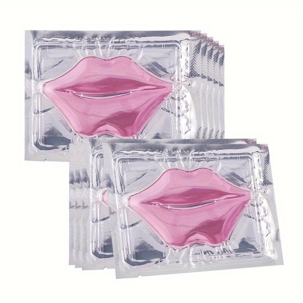 Fifteen Individually Wrapped Pink Lip-Shaped Gel Patches in Clear Rectangular Sachets with 15-Piece Count — image 9