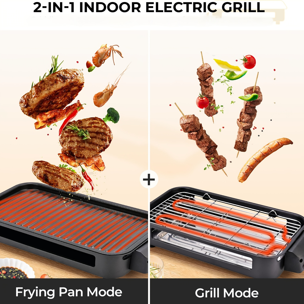 Indoor Electric Smokeless Grill 1700W with Raclette Pans, Non-Stick Plate, Portable Tabletop BBQ Griddle for Couples — image 
