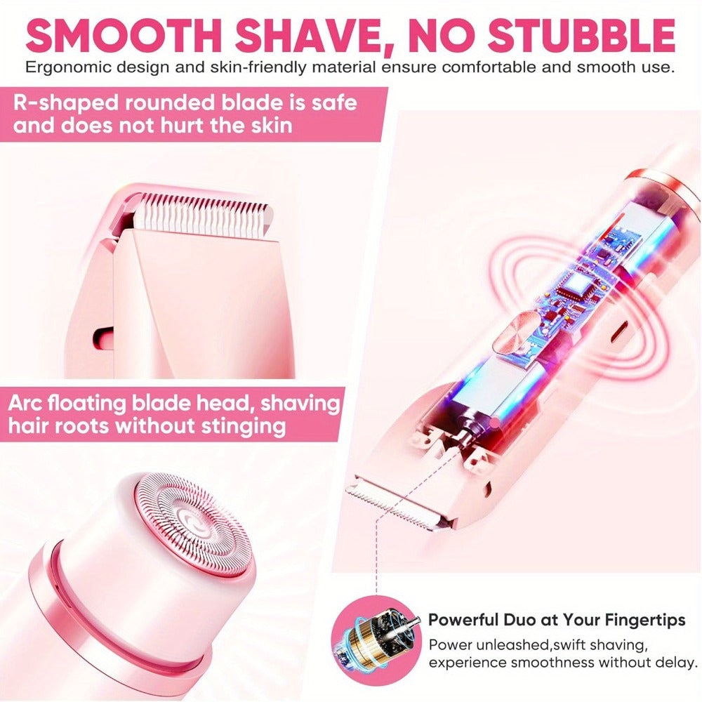 Two-Head Electric Hair Shaver with Foil and Rotary Attachments, Type-C Charging in Pink, Purple or Blue — image 9