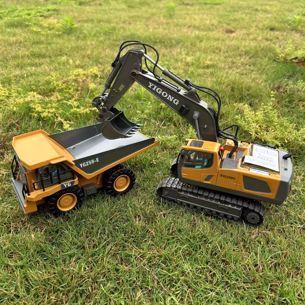 RC Construction Vehicle Set 2-in-1 & 3-in-1, 2.4G 11-Channel Remote Control Excavator Dump Truck Forklift Bulldozer — image 1
