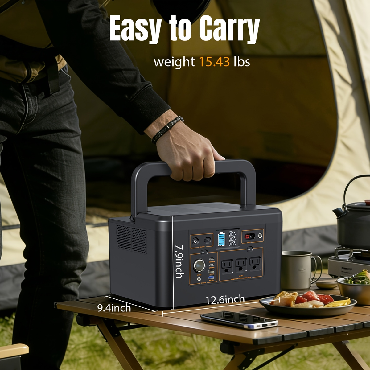 Portable Power Station 576Wh 650W or Compact 150W Configuration with Six Outputs and LED Light — image 8