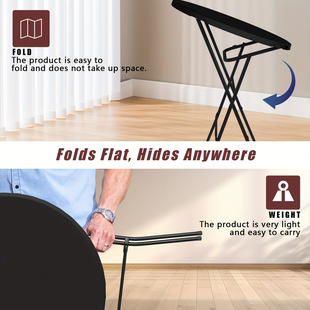 Round Bar-Height Folding Table with 31.5-Inch Top in Black or Black-and-White Two-Piece Set — image 17