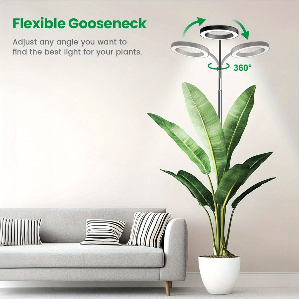 Telescopic Ring LED Plant Lamp with Flexible Gooseneck, 10-65in Pole and Black or White Options — image 5