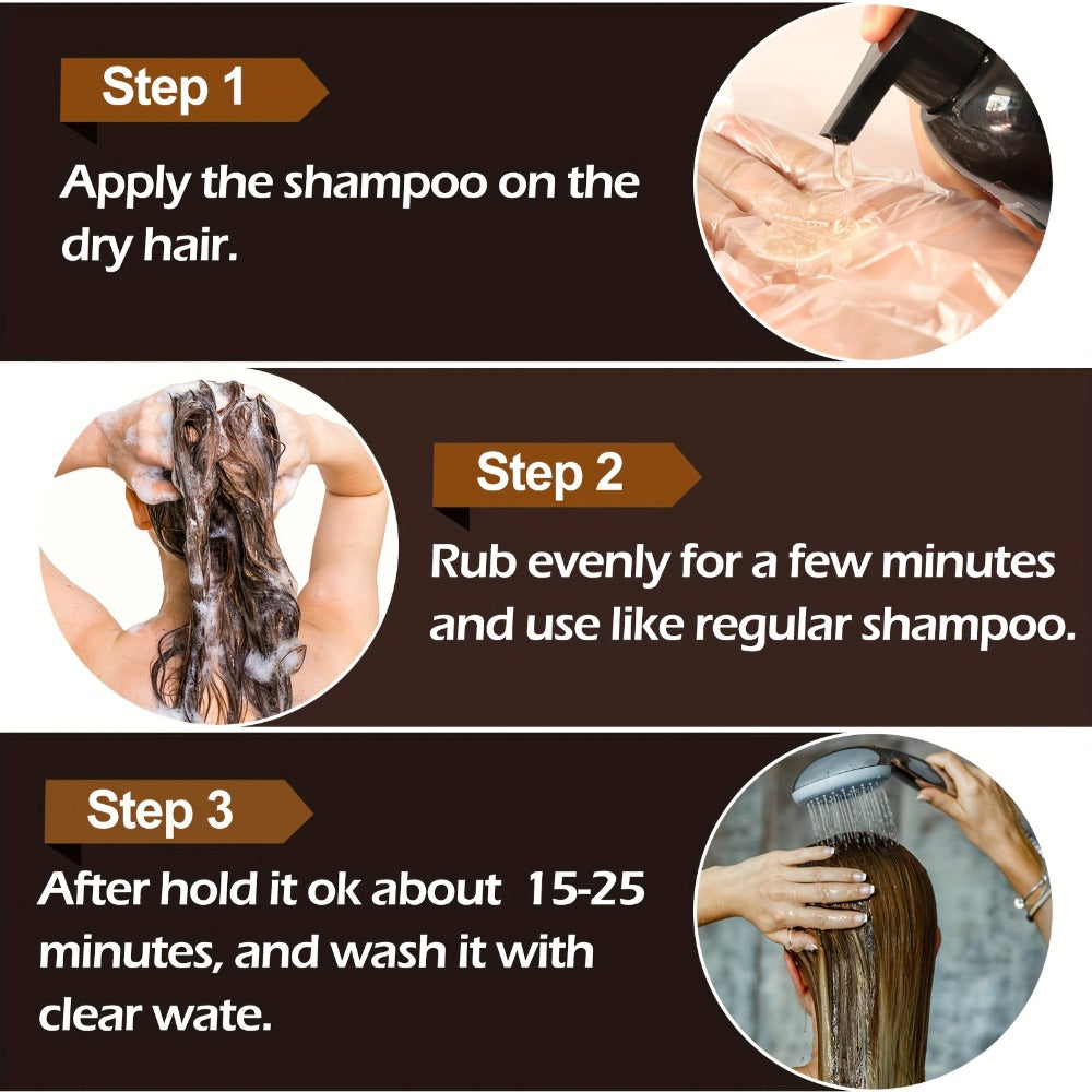 Grey Hair Dye Shampoo 3-in-1 Natural Plant-Based Herbal Formula – Non-Stick Scalp, Covers White Hair in Minutes, 500ml – Blac