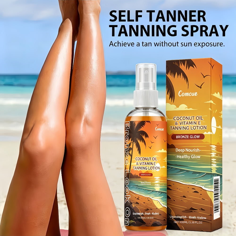 Self Tanning Spray with Coconut Oil 100ml Sunless Tanner for Natural Bronze Glow – Sun-Kissed Complexion Indoor Self Tan Hydr