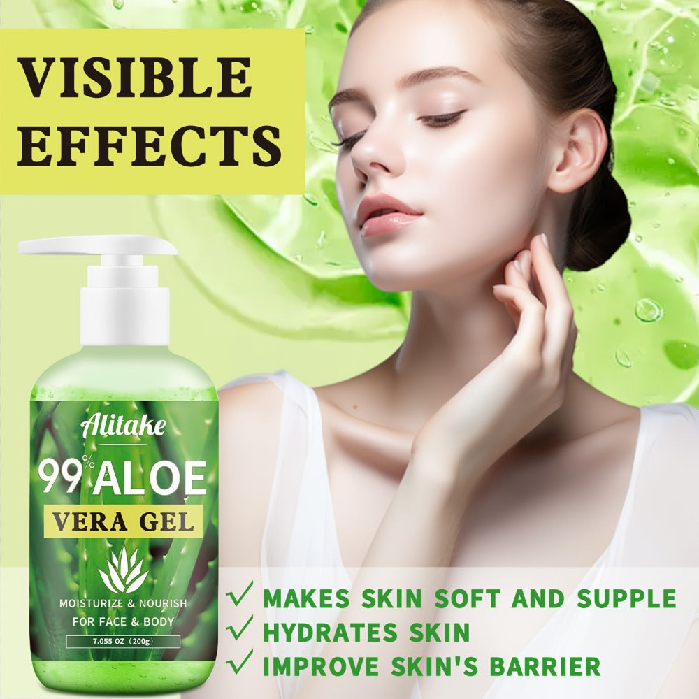 99% Pure Aloe Vera Gel 200ml / 7oz Fresh-Harvested Within 12 Hours for Bath Time, Home Spa and Personal Care — image 2