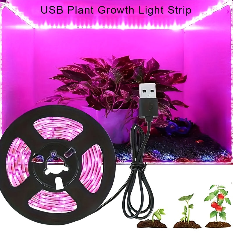 LED Grow Light Strip 16.4 FT Full Spectrum – USB 5V Cuttable Plant Light for Under Cabinet, Indoor Plants, Bonsai, Succulents