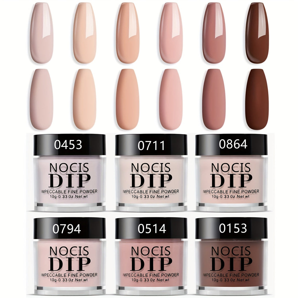 Nude Dipping Powder Set 6 Colors Light Beige Brown Neutral Shades Odorless Acrylic Nail Powder for French — image 12