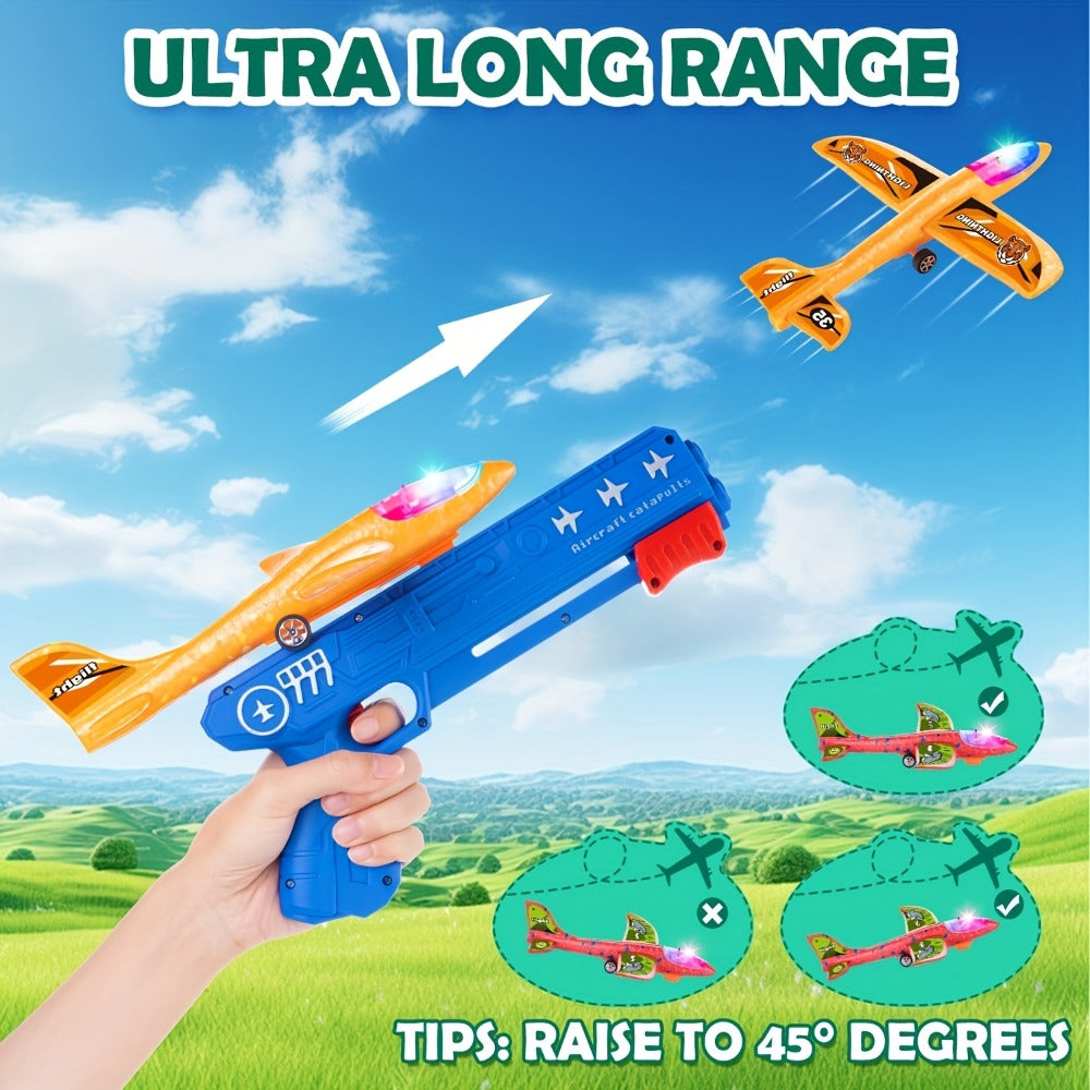 Airplane Launcher Toy Set with 3 Planes & Stickers for Kids Ages 3-12 with the Listed Color, Size or Set Options for Everyday