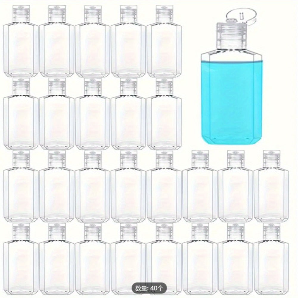 TSA Approved Travel Bottles 2oz Flip Cap 40 Pack Clear Plastic Refillable Squeeze Containers for Hand Sanitizer Shampoo Condi