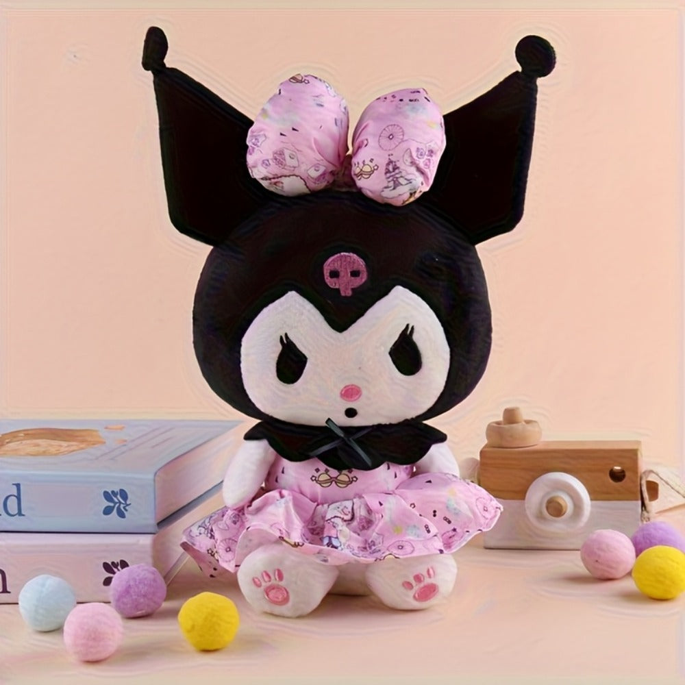 Stuffed Animal Gothic Character Doll with Skull Embroidery, Floral Bow, Princess Dress and Two Colors — image 5