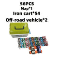56 Pcs Mini Die-Cast Metal Car Set with 2 Stunt Cars, Play Mat & Storage Box - Friction Pull Back Toy Cars for Kids Boys Girl