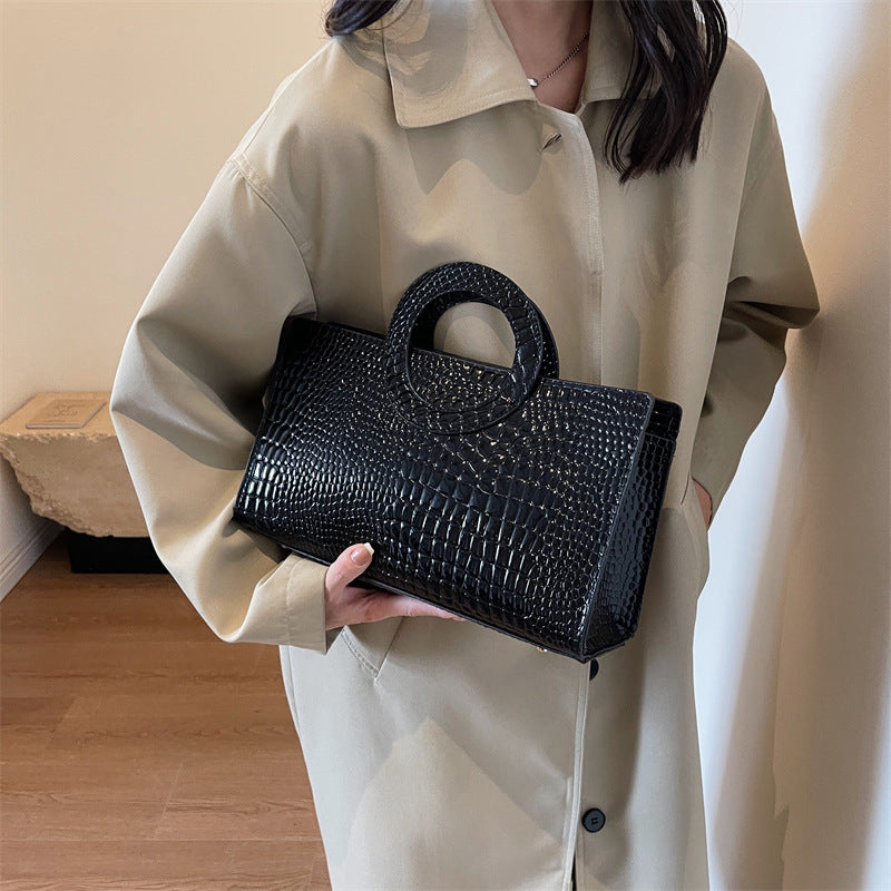 Fall Winter Fashion Retro Handbag Stone Texture Niche Bag Simple Women