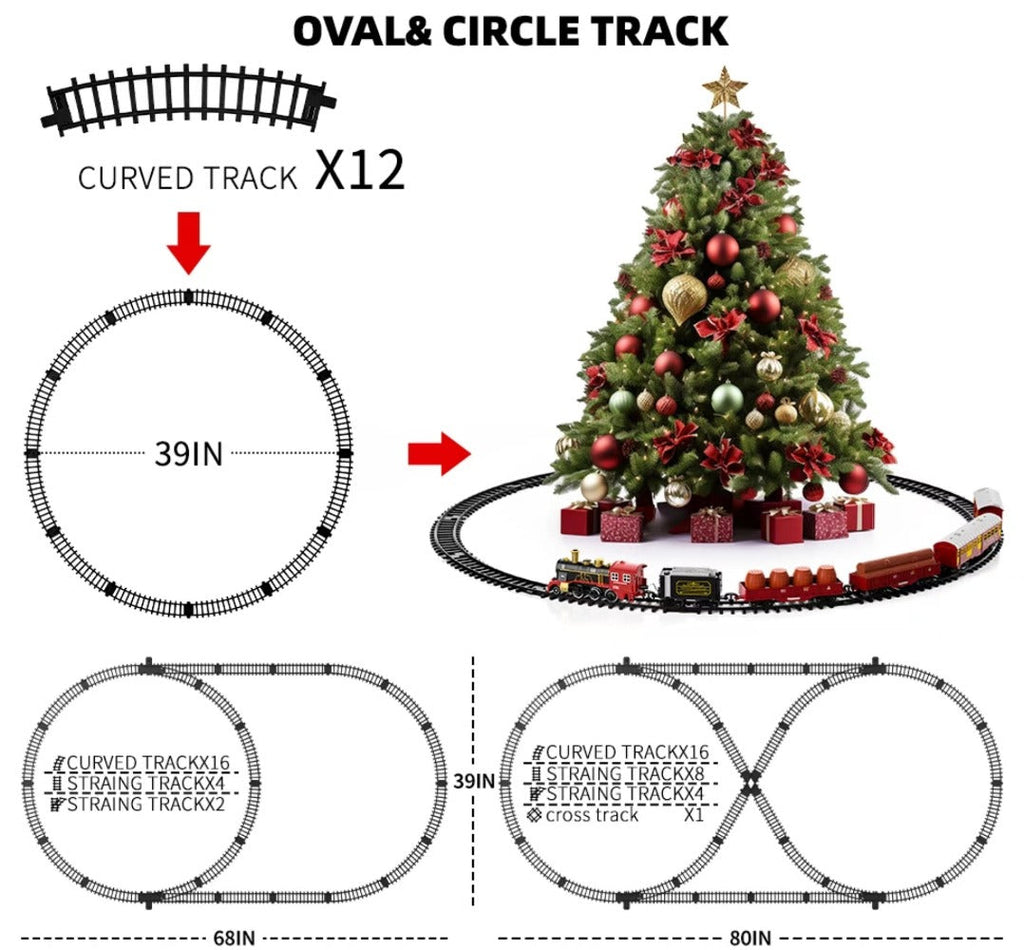 Christmas Train Set for Kids, 43PCS Electric Train Toy with Smoke, Lights & Sound, 6 Cars & 28 Tracks — image 12