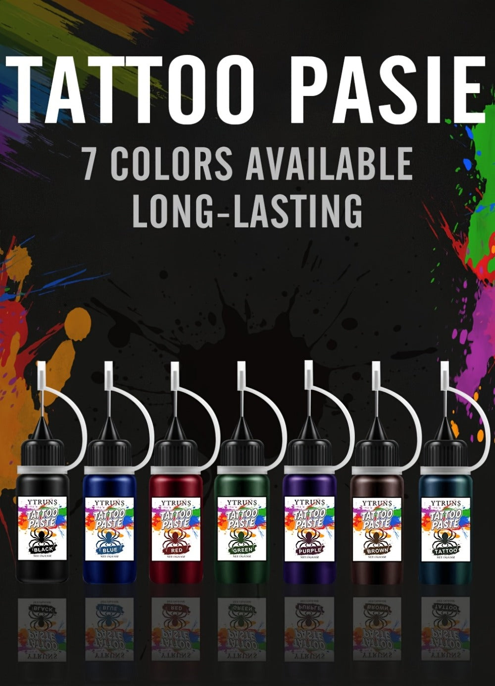 Liquid Body Paint Temporary Tattoo Ink – 7 Vibrant Colors, Fast-Drying Waterproof Formula, Plant-Based Squalane, Skin-Safe fo