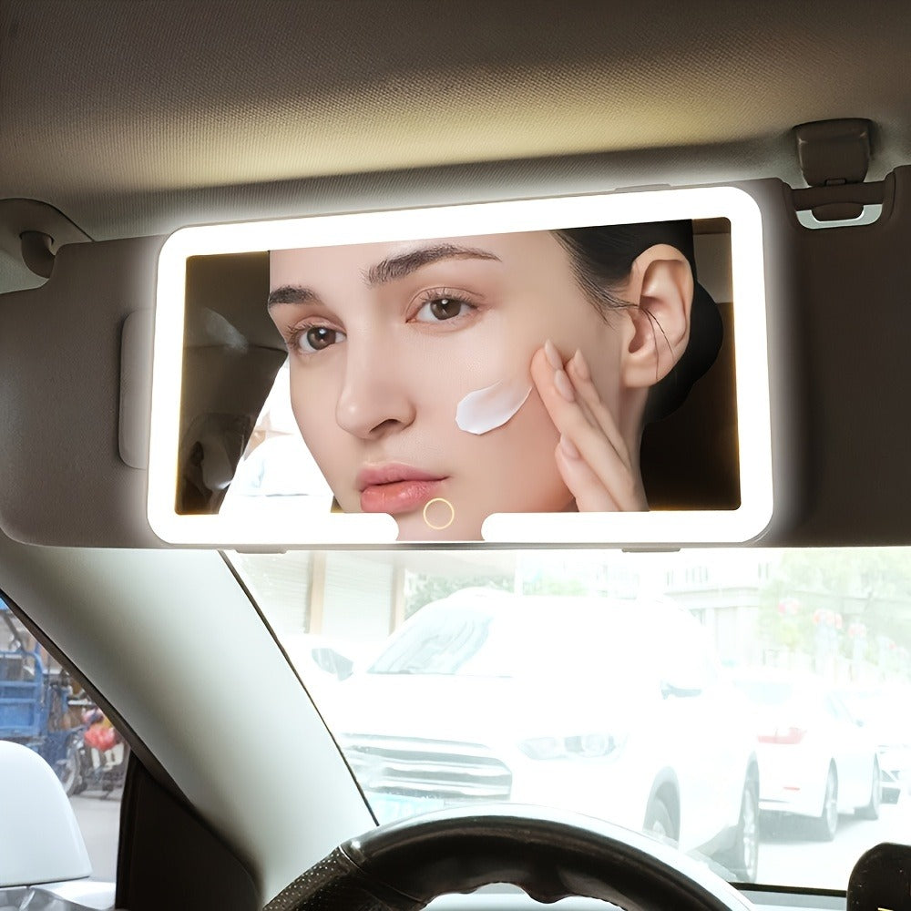 Car Sun Visor Makeup Mirror with LED Lights USB Powered – 3 Color Light Modes, Lighted Visor Mirror for Cars Trucks SUVs — im
