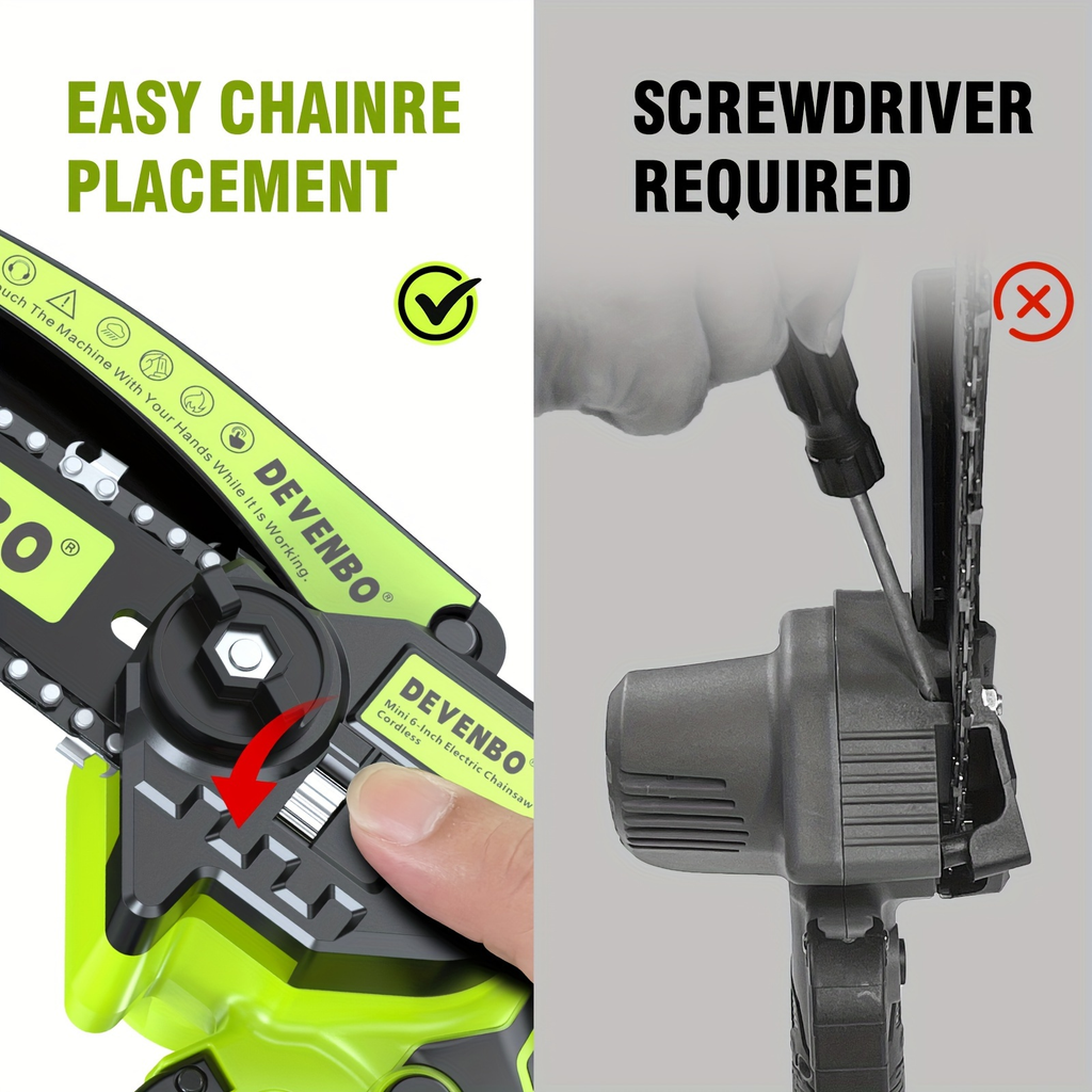 Cordless Mini Chainsaw 6-Inch, Handheld Pruning Saw with Rechargeable Battery, Adjustable Chain Tension — image 13