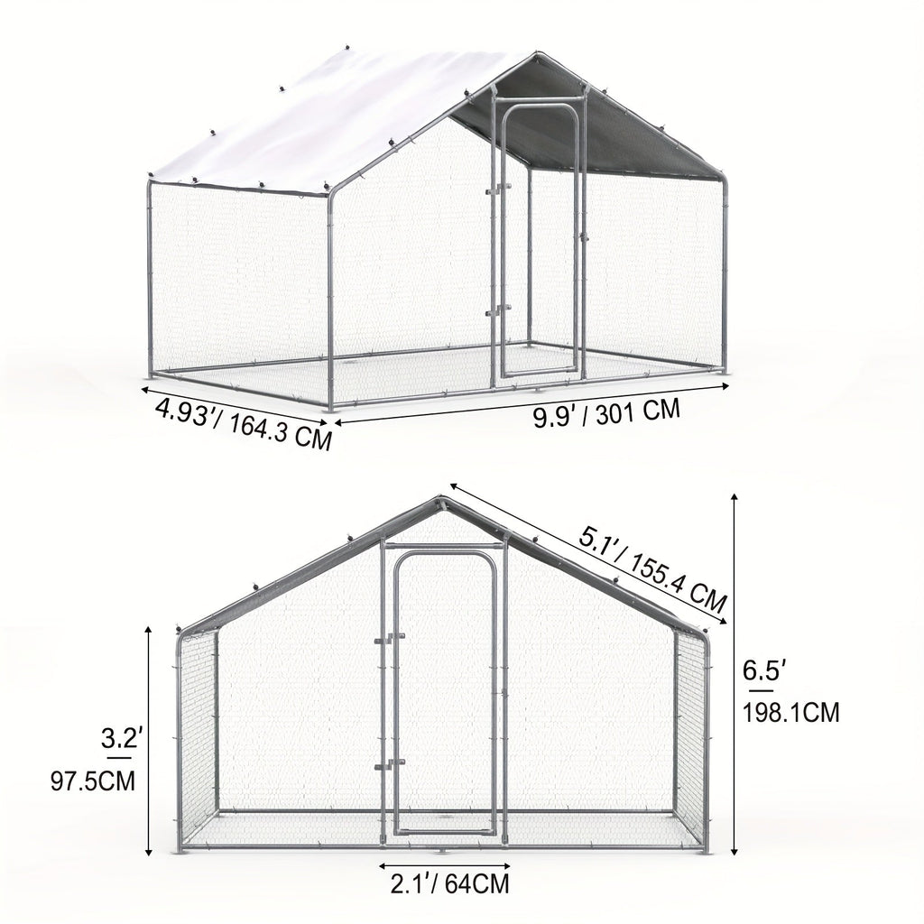 Chicken Run, Metal Outdoor Poultry Cage Large Walk-in Enclosure for Chickens Ducks Rabbits for Garden, Patio and Yard Use — i