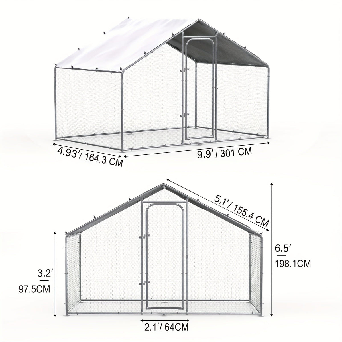 Chicken Run, Metal Outdoor Poultry Cage Large Walk-in Enclosure for Chickens Ducks Rabbits for Garden, Patio and Yard Use — i
