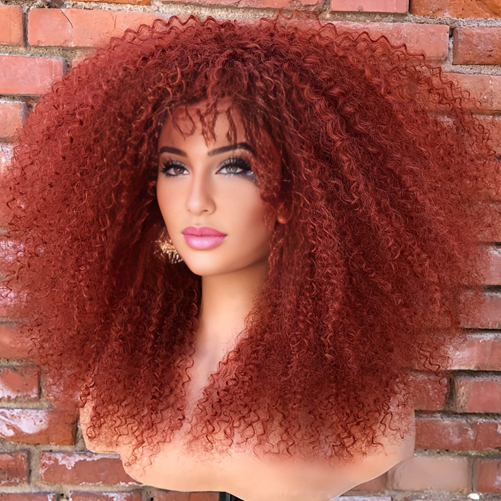 Synthetic Wig 18-Inch Kinky Curly Afro with Full Bangs, Glueless Straps and Combs for Costume Styling — image 11
