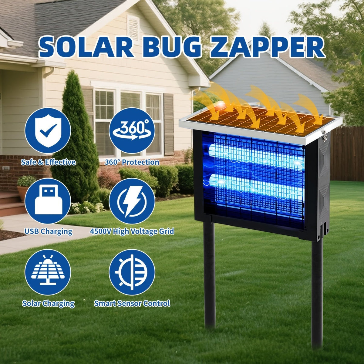 Solar Bug Zapper Outdoor Rechargeable | Patio Garden Backyard Camping — image 2