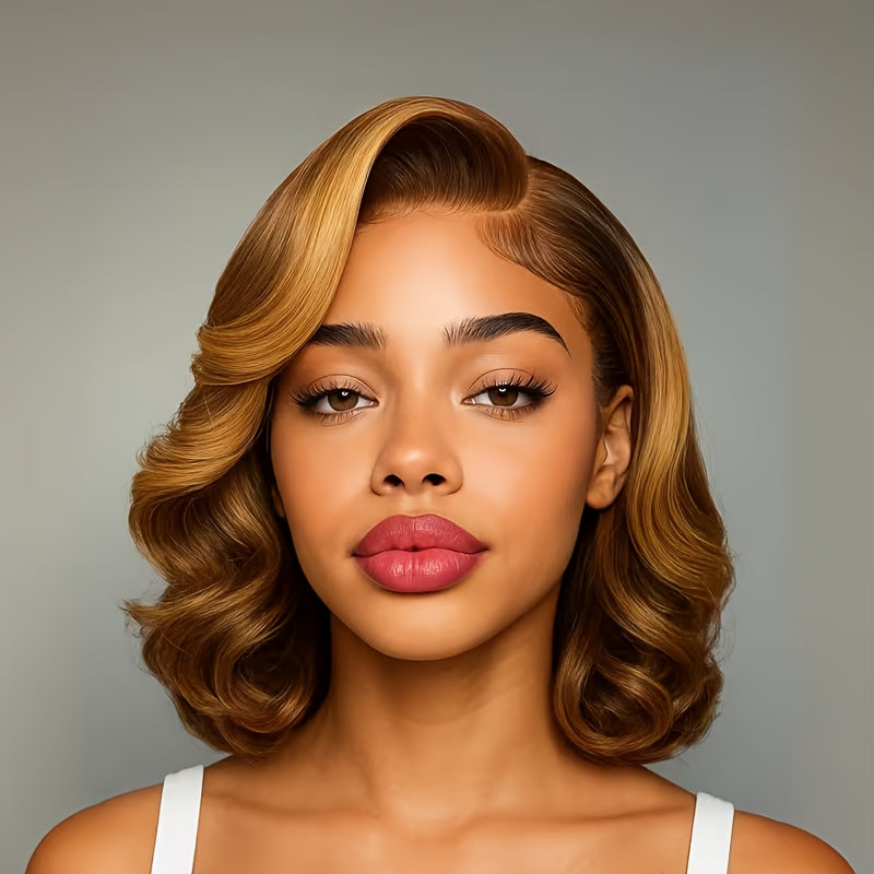 Lace Front Wig Human Hair Body Wave Bob with 13x4 HD Lace, 4/27 Ombre and 10-16in Length Choices — image 12