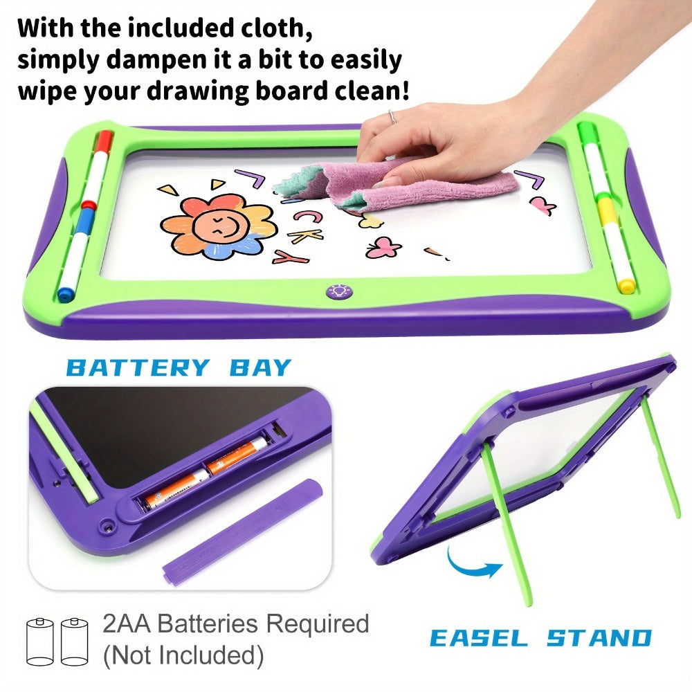 LED Light Up Drawing Board for Kids, 9 Double-Sided Tracing Cards 6 Markers Glow Doodle Travel Art Toy for Girls Boys Ages 3-