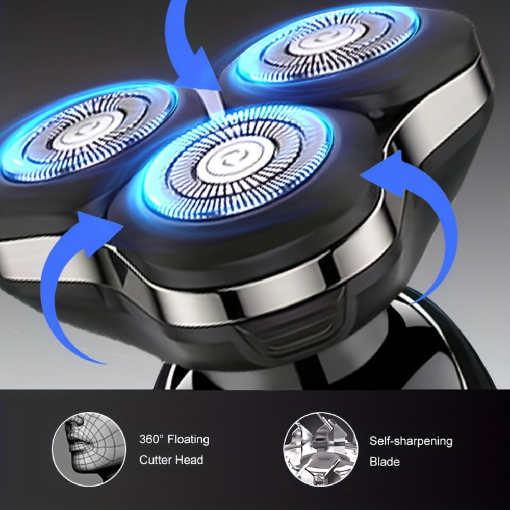 Black Three-Head Rotary Shaver with Digital Display in Standalone, Three-Piece or Four-Piece Sets — image 8