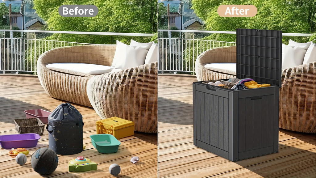 Deck Box Resin Heavy Duty 230LB Lockable | Patio Garden Pool Garage — image 12