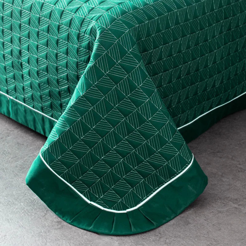 Quilted Padded Continental Bed Cover Three Piece Set
