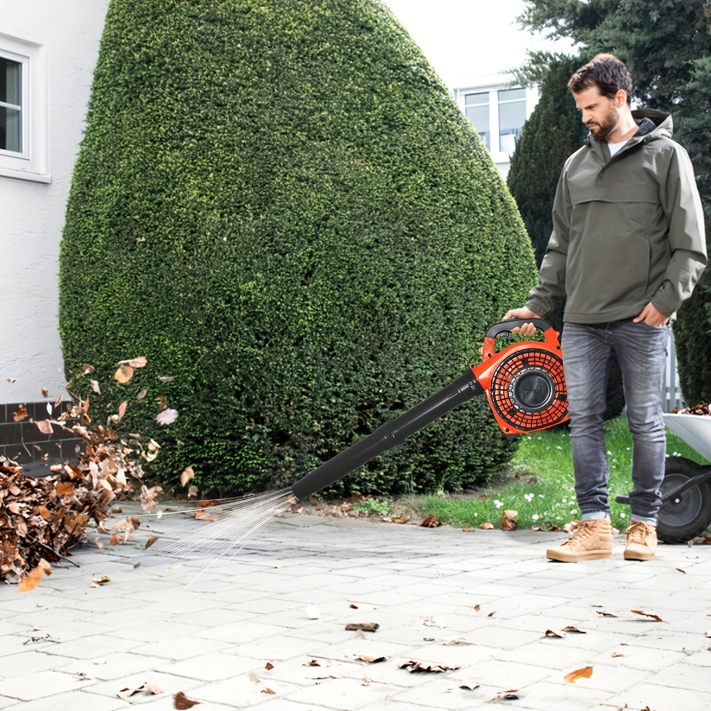 26CC Two-Cycle Gas Leaf Blower in Orange with Handheld Body, Two Straight Tubes, Fuel Container and Funnel — image 4