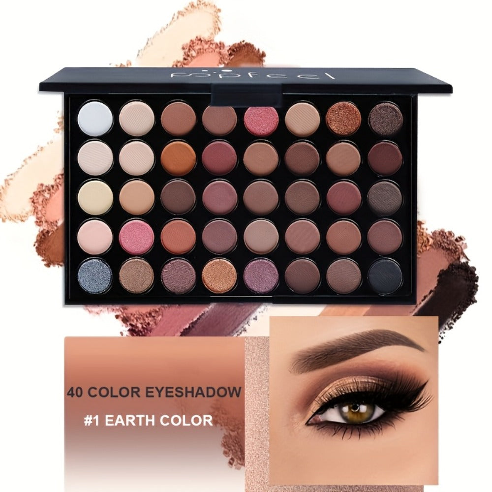 Squalane Eye Makeup Kit 40 Shades – Berry Pink Purple Shimmer Eyeshadow Palette with Mascara, Eyeliner, Brow Pen & Brush — im