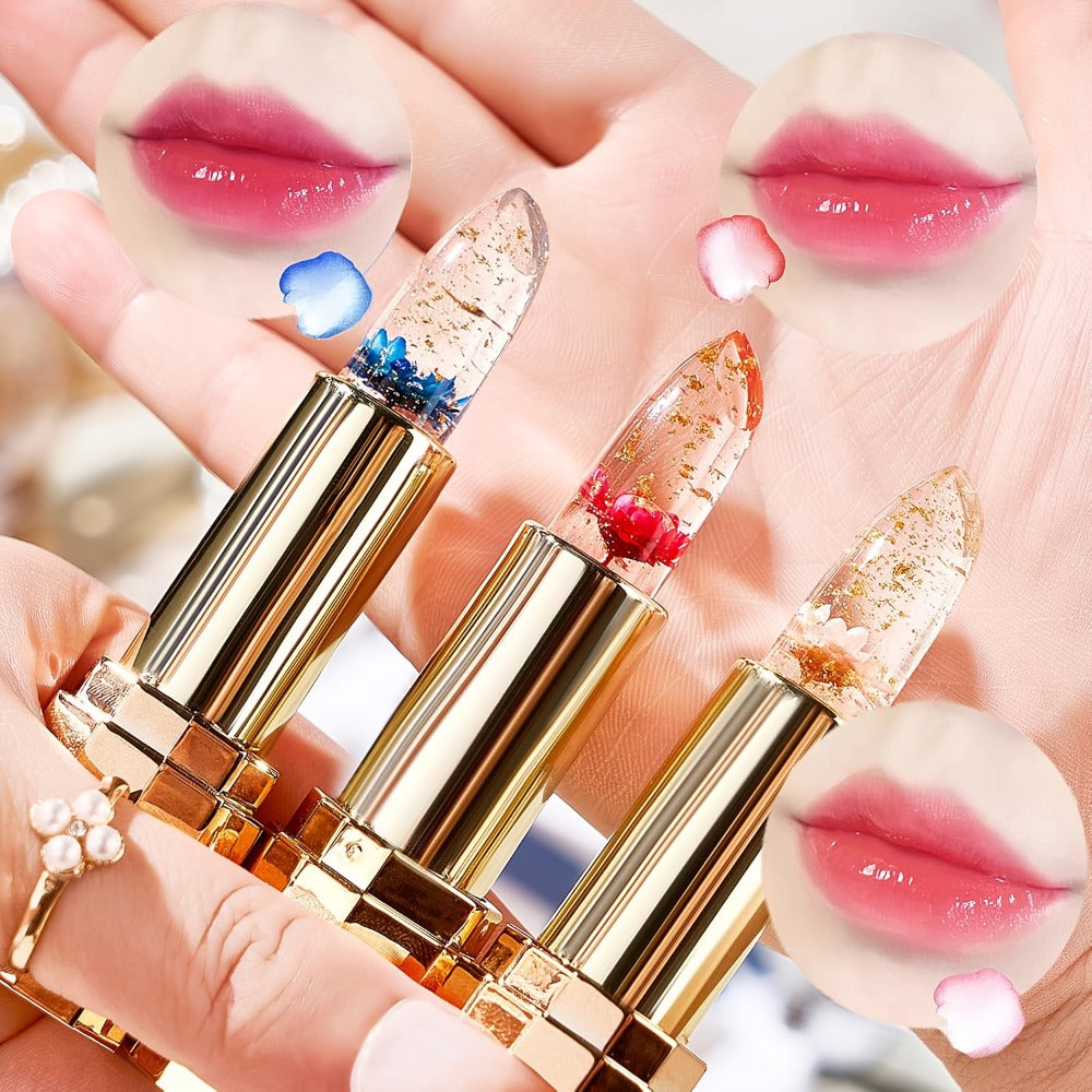Color Changing Lip Gloss Set 3 Pcs, Temperature Magic Pink Tint Crystal Jelly Balm & Lipstick, Plant Squalane Lip Makeup — im