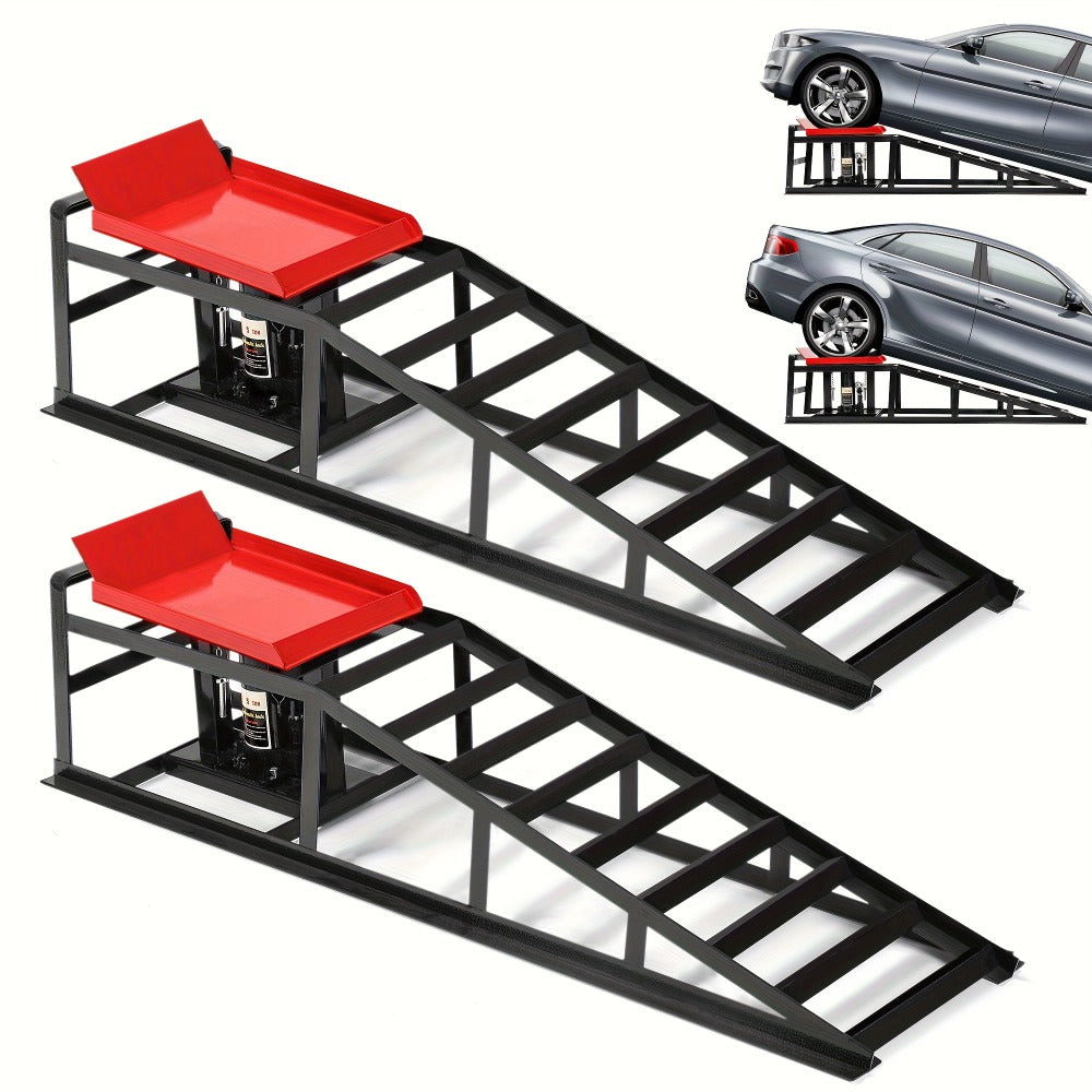 Hydraulic Car Ramps 2-Pack 10000 LB Heavy Duty Vehicle Lift Ramp Adjustable Height 9.84-14.96 Inch for Oil Change Undercarria