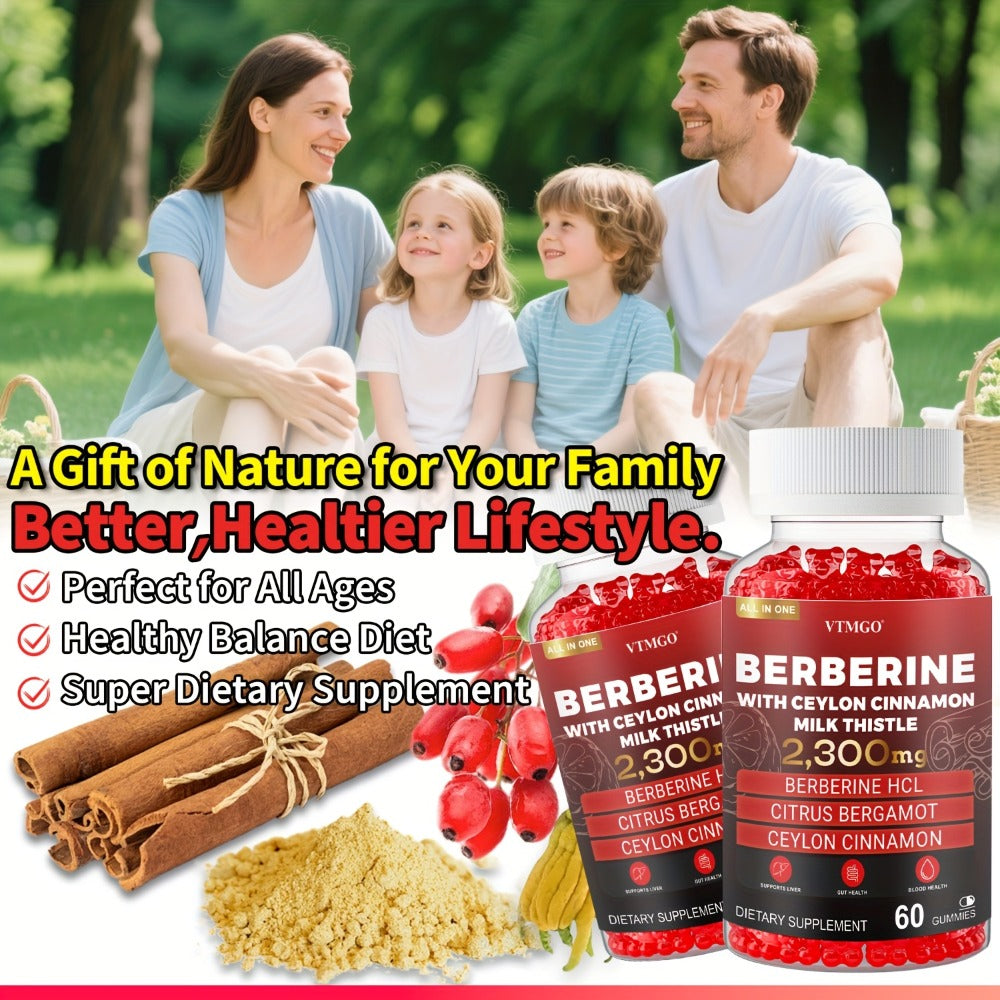Berberine HCL Gummies 2300mg 60ct with Ceylon Cinnamon, Milk Thistle & Turmeric for Blood Sugar Balance — image 8