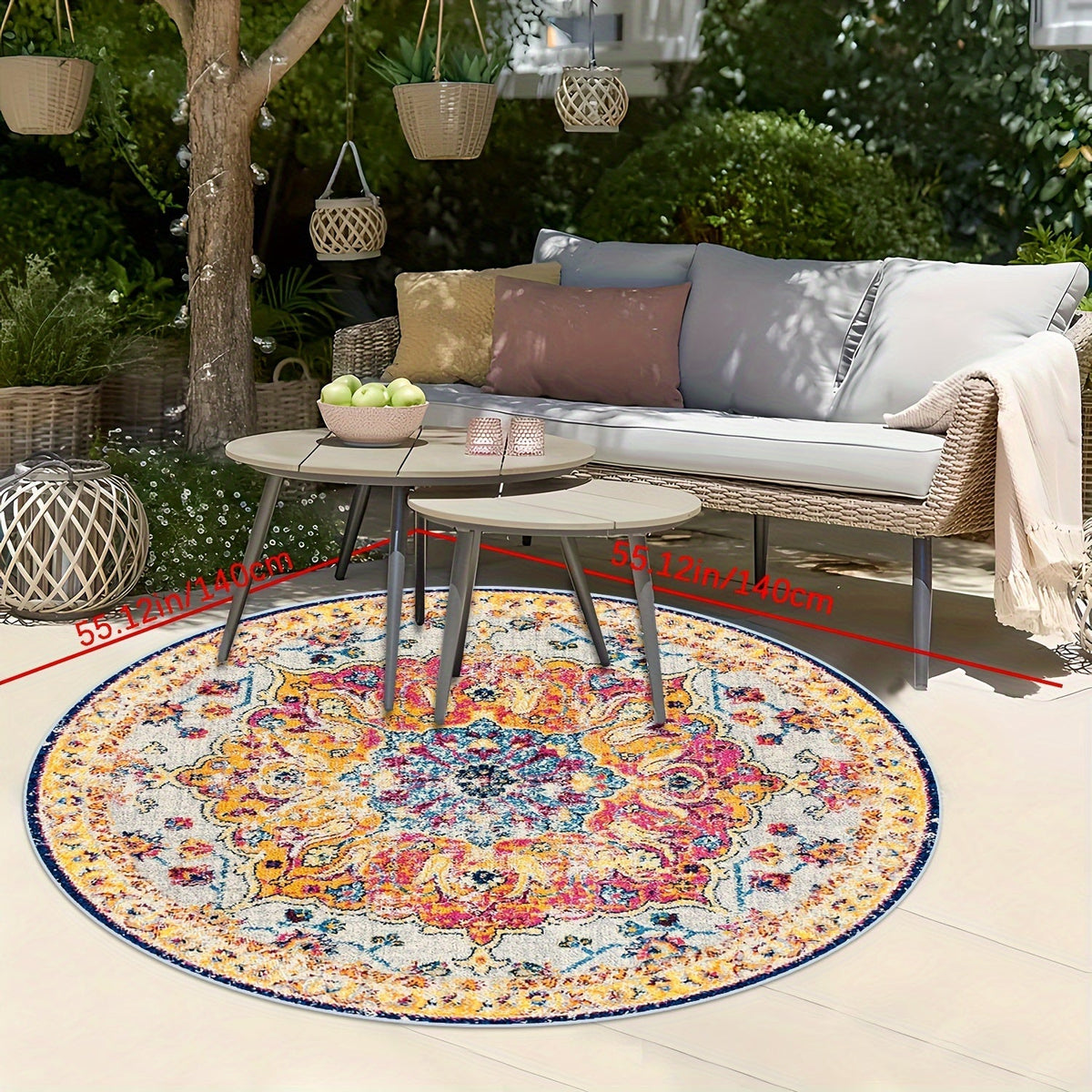 Outdoor Rug | Bohemian Vintage Machine Washable Patio RV Camping Picnic — image 6
