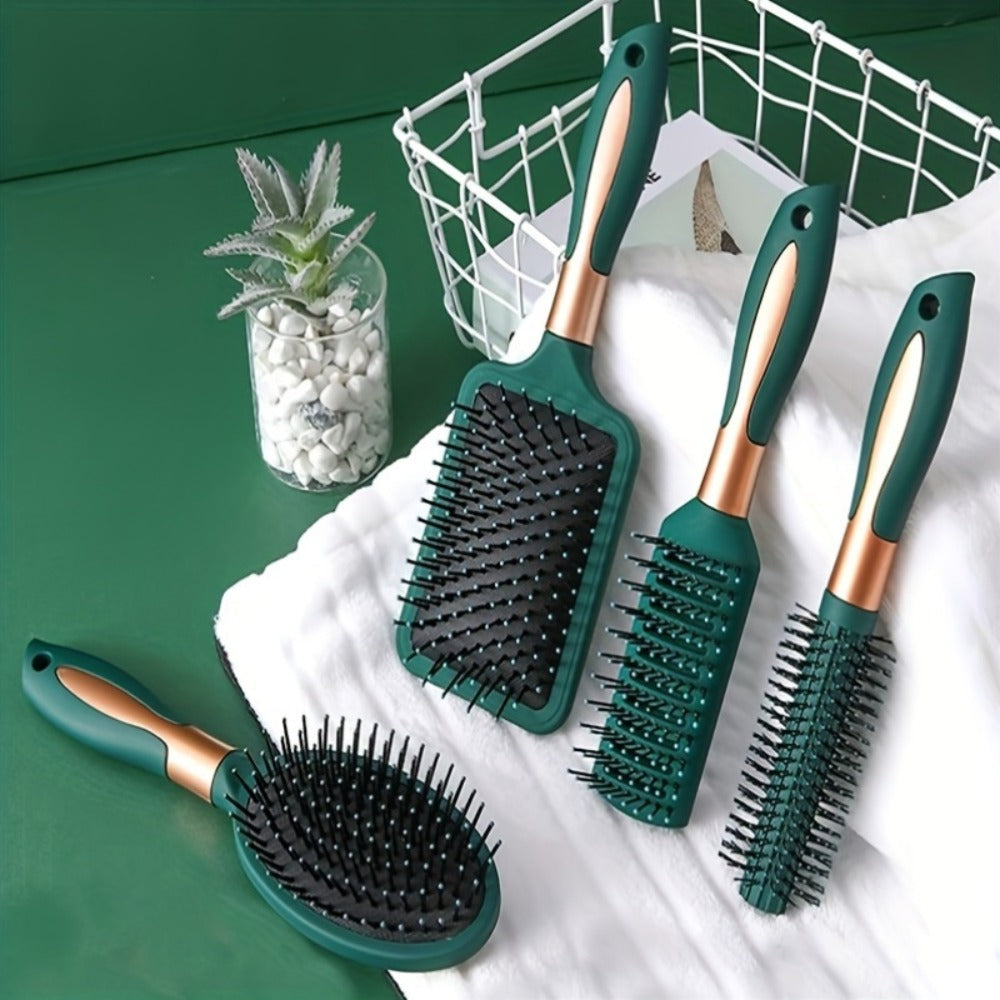 Hair Accessories Five-Piece Green Brush and Comb Set with Cushion Brush, Pick and Styling Tools — image 3