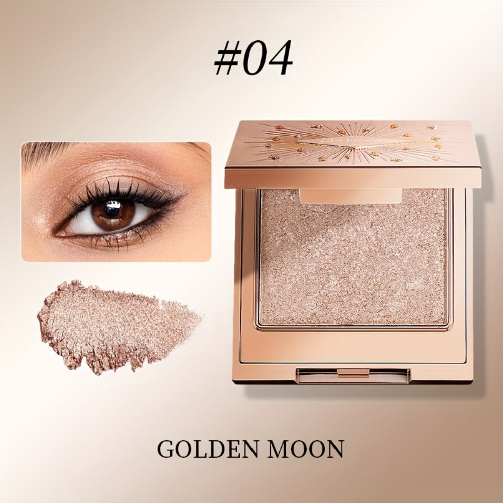 Shimmer Eyeshadow Palette 5 Shades Glowing Waterproof Creamy Blendable Formula with Built-in, for Makeup, Travel and Everyday