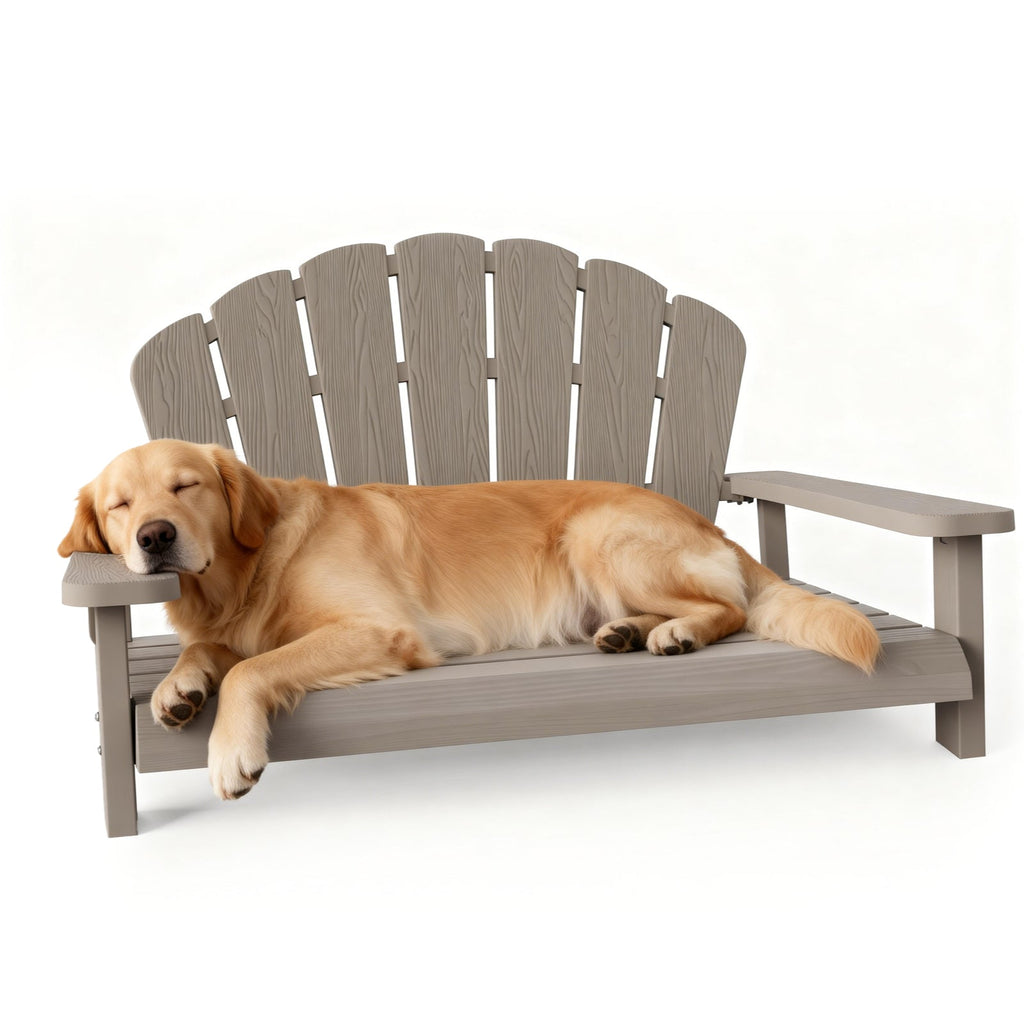 Raised Resin Dog Sofa with Slatted Seat, Back and Arm Panels in Light Brown or Black, 40.24 Inches Wide — image 7