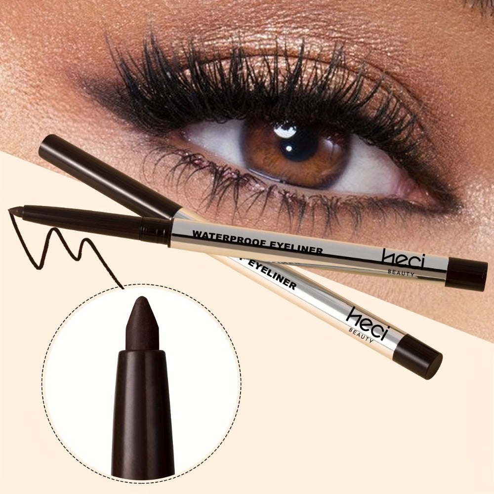 Quick-Dry Brown & Black Gel Eyeliner Pencil 3 Pack Waterproof Smudge-Proof, for Makeup, Travel and Everyday Vanity Use — imag