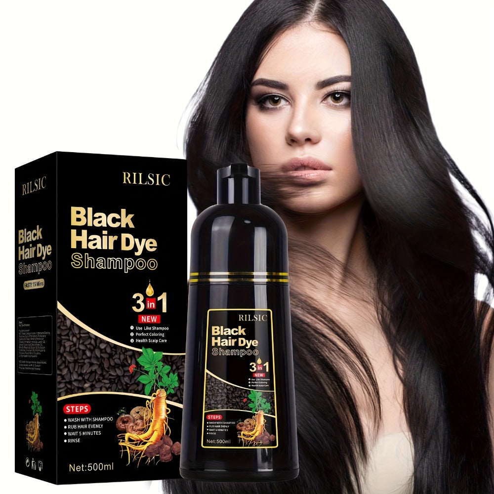 Hair Color Shampoo, RILSIC 3-in-1 500ml Pump Bottle with Black, Brown, Chestnut and Dark Brown Options — image 13
