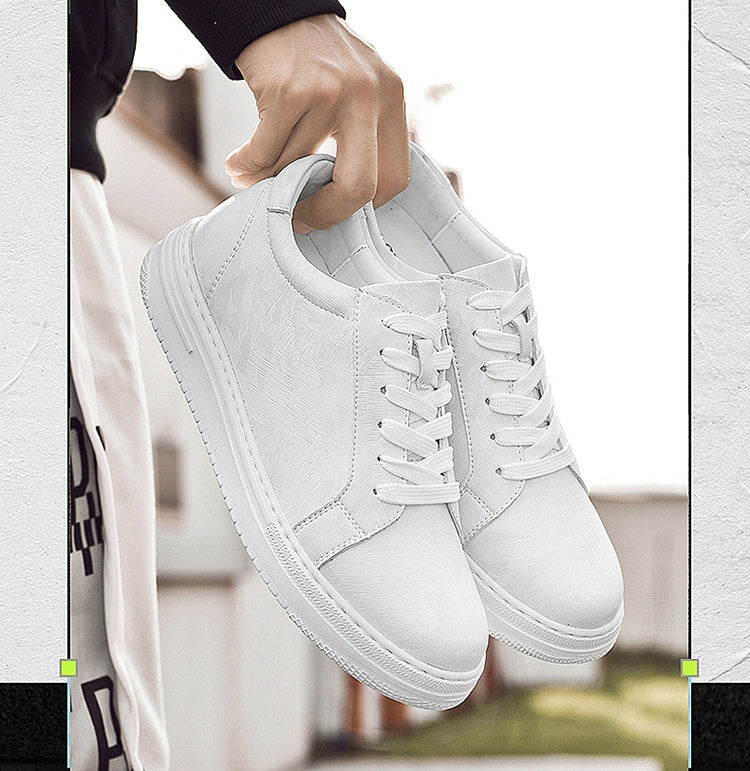 Mens Invisible Height Increasing Thick Soled Elevating Shoes Mens Casual White Trendy Athletic Sneakers