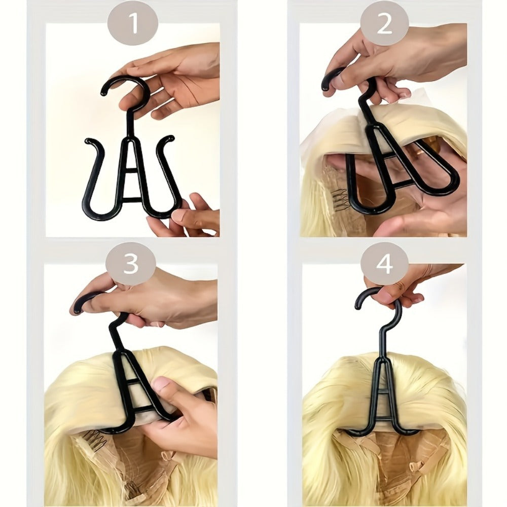 Hanging Wig Storage Bags, Six-Piece Black Set with Clear Front Panels, Zippers and Integrated Hangers — image 3