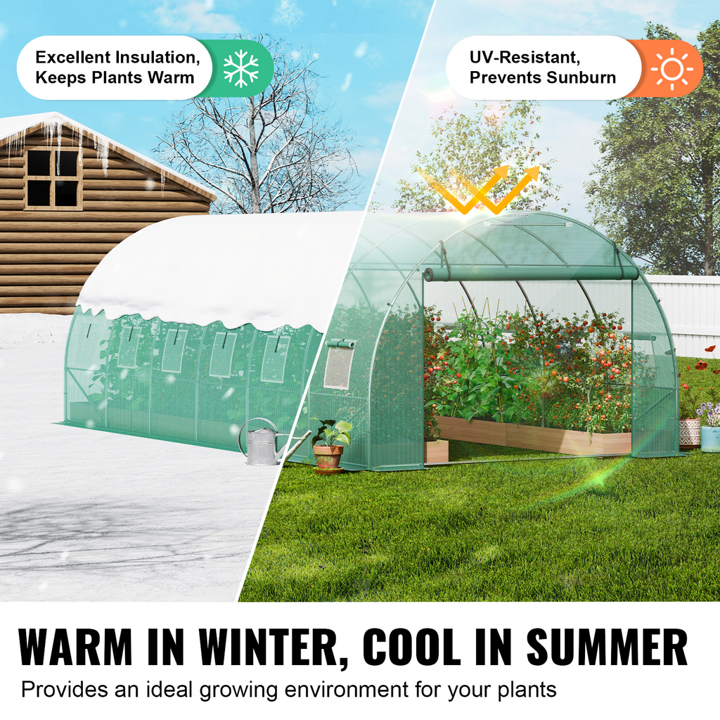 10- to 20-Foot Tunnel Greenhouse with Green Cover, Roll-Up Door and Size-Specific Vent Windows — image 27